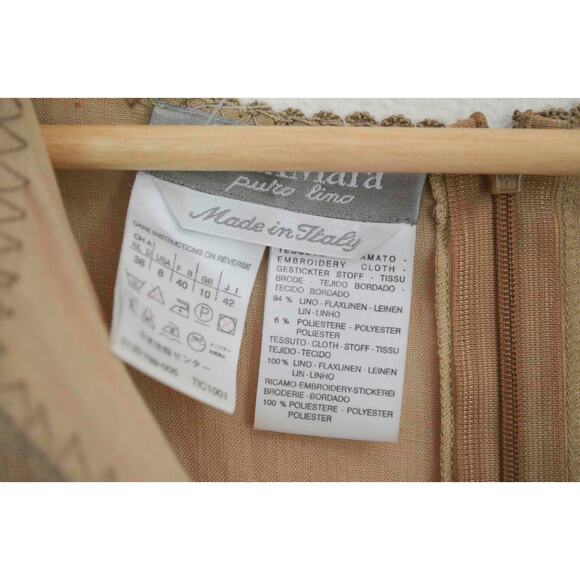 Max Mara Linen Crochet Detail Sheath Maxi Dress Size 8 - Picture 6 of 8